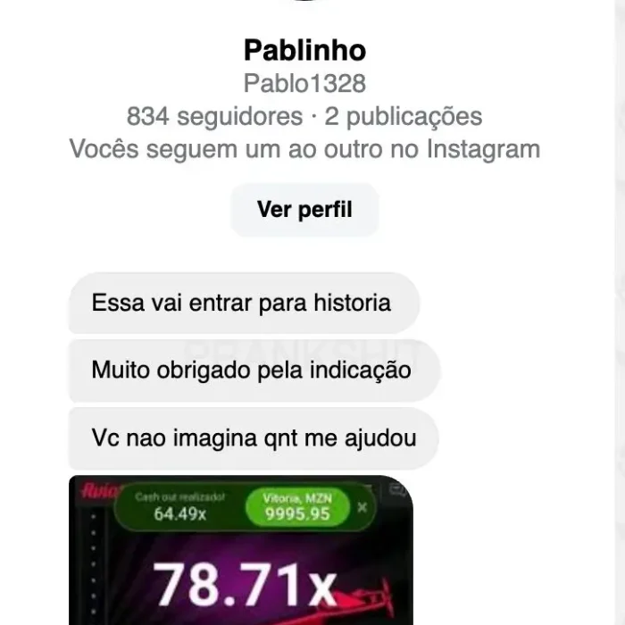 Avaliação Jogador que Ganhou no Jogo do Aviãozinho